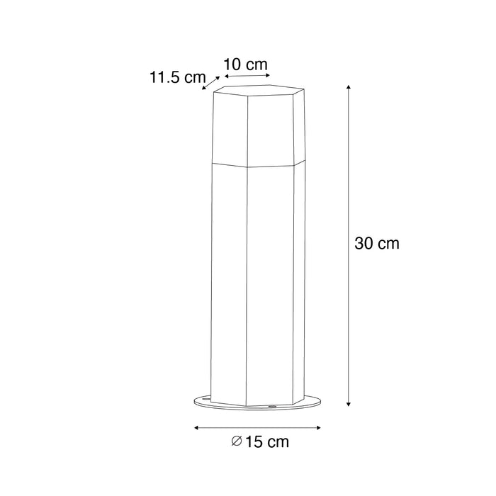 QAZQA Staande buitenlamp zwart met smoke kap zeshoek 30 cm - Denmark