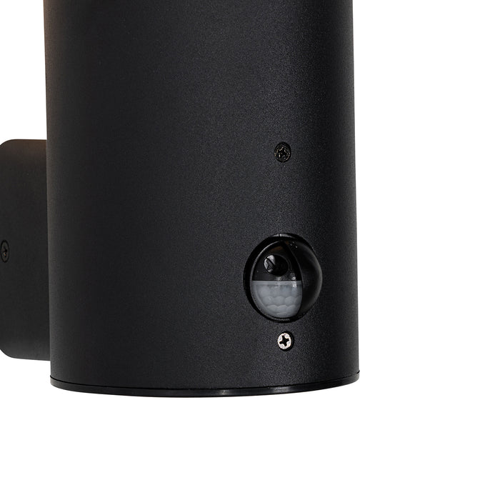 QAZQA Buiten wandlamp zwart met opaal glas met bewegingssensor - Huma