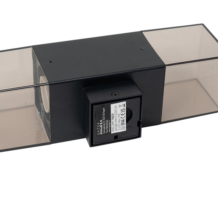 QAZQA Buiten wandlamp zwart met smoke kap 2-lichts IP44 - Denmark