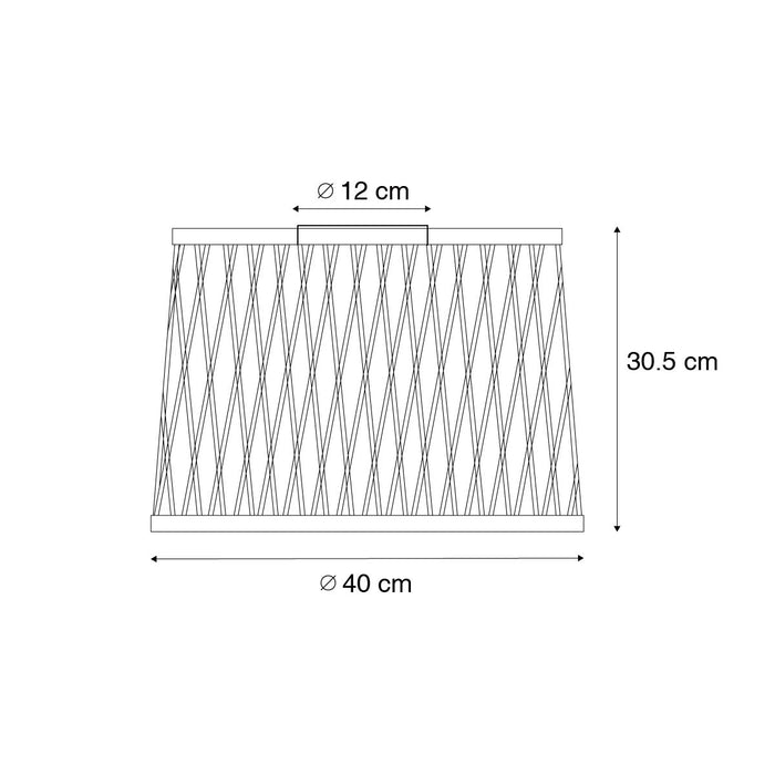 QAZQA Landelijke plafondlamp zwart rotan 40 cm IP44 - Calamus