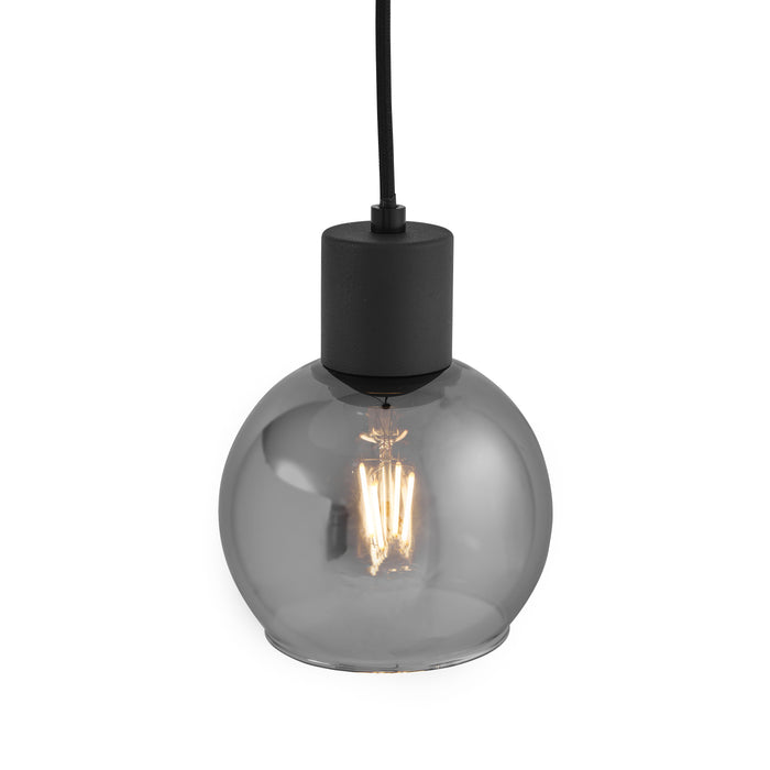 QAZQA Art Deco hanglamp zwart met smoke glas - Vidro