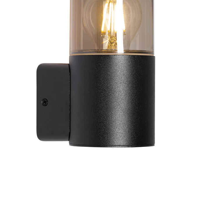 QAZQA Moderne buiten wandlamp zwart met smoke kap IP44 - Odense