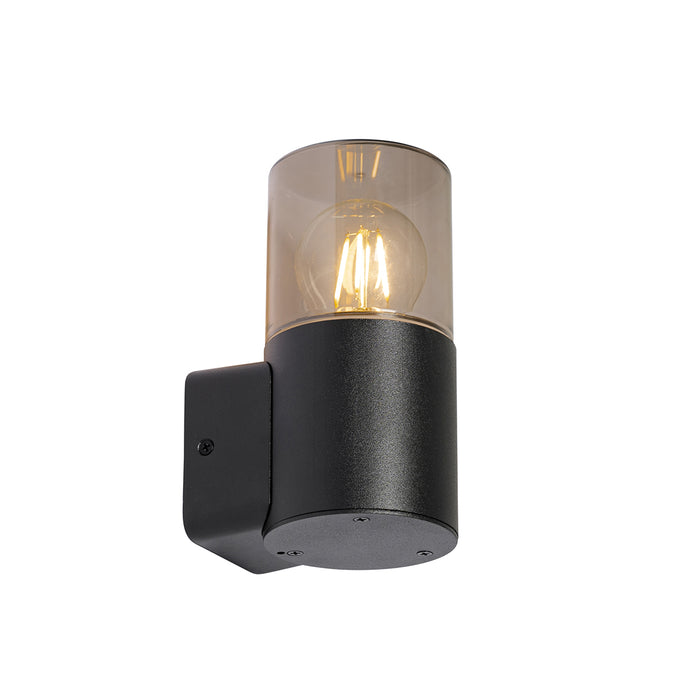 QAZQA Moderne buiten wandlamp zwart met smoke kap IP44 - Odense