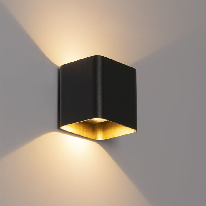 QAZQA Moderne wandlamp zwart incl. LED IP54 vierkant - Evi