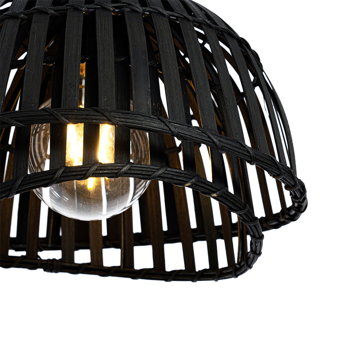 QAZQA Oosterse hanglamp zwart bamboe 30 cm - Pua