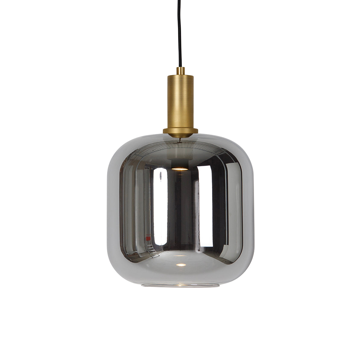 QAZQA Hanglamp zwart met goud en smoke glas incl. PUCC - Zuzanna