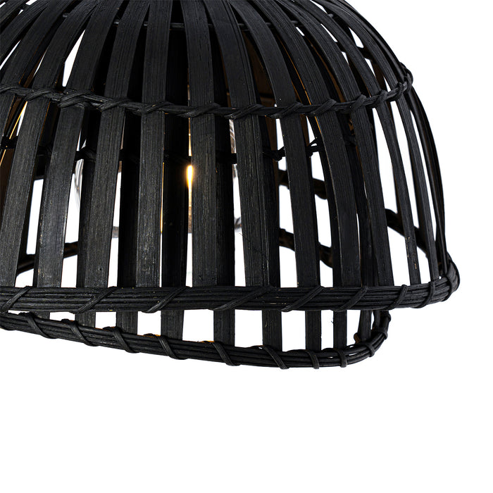 QAZQA Oosterse hanglamp zwart bamboe 30 cm - Pua