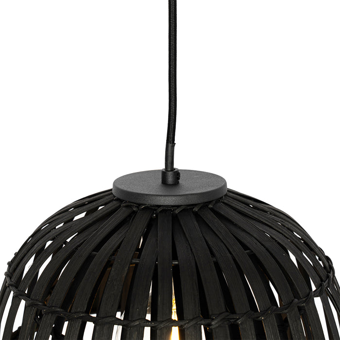 QAZQA Oosterse hanglamp zwart bamboe 30 cm - Pua