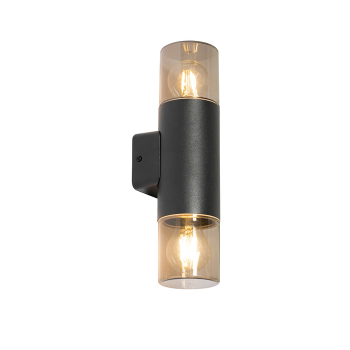 QAZQA Moderne buiten wandlamp zwart 2-lichts IP44 - Odense