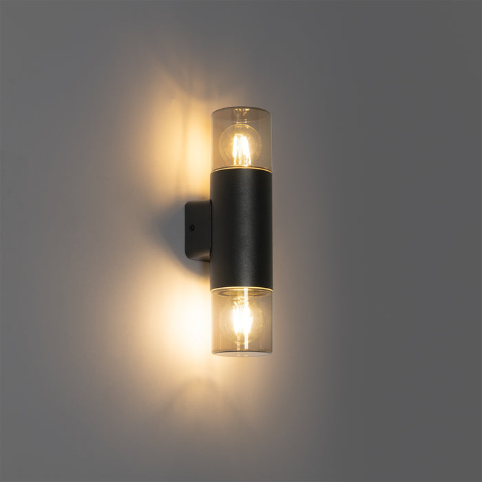 QAZQA Moderne buiten wandlamp zwart 2-lichts IP44 - Odense