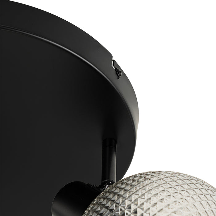 QAZQA Design spot zwart met smoke glas 3-lichts rond - Chico