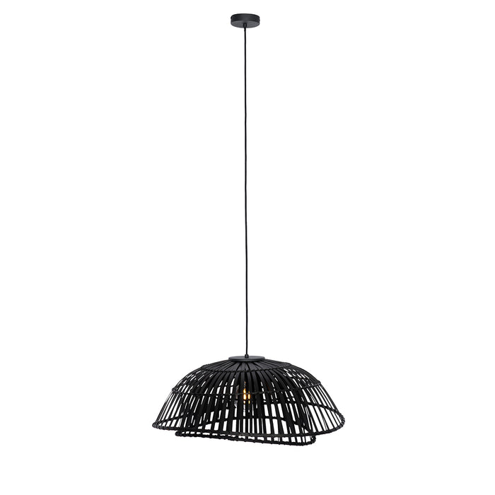 QAZQA Oosterse hanglamp zwart bamboe 62 cm - Pua