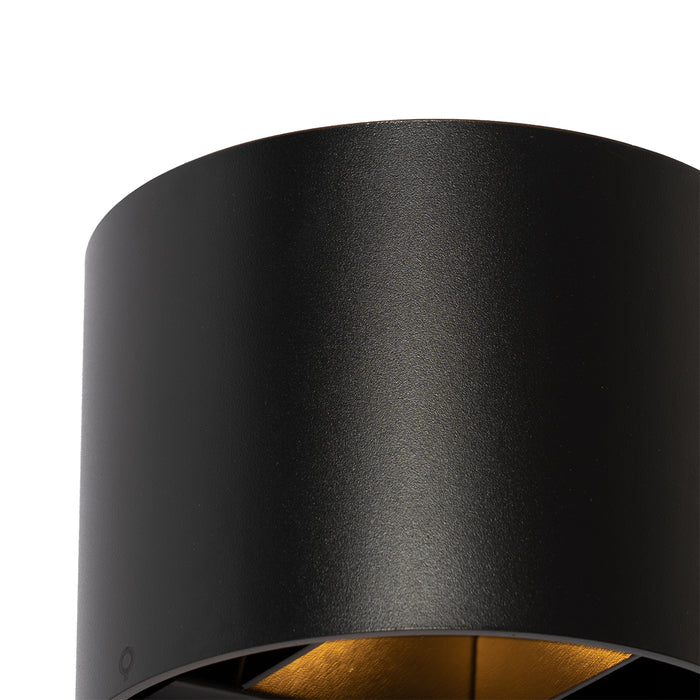 QAZQA Moderne wandlamp zwart met lichteffect rond - Edwin