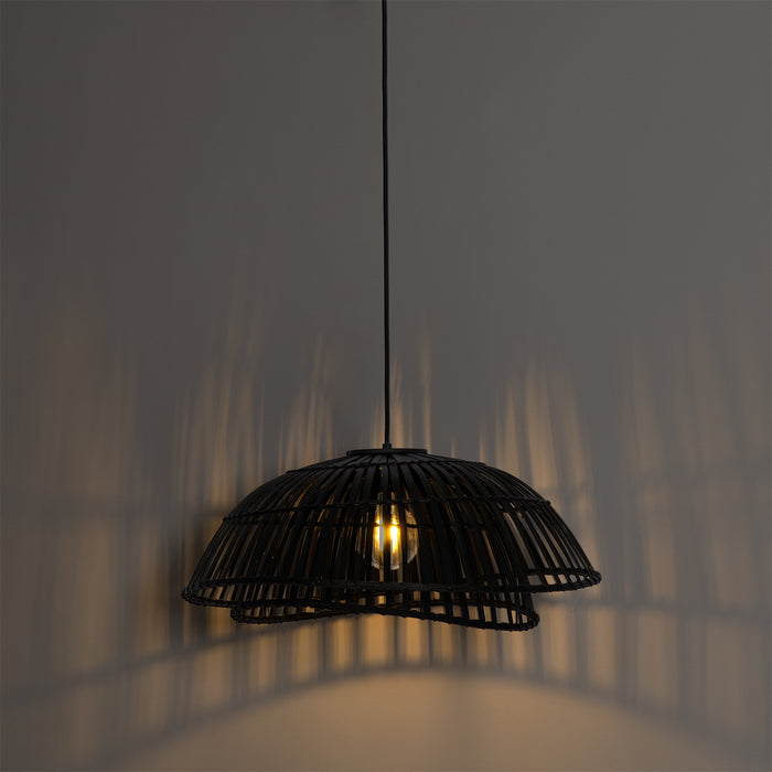 QAZQA Oosterse hanglamp zwart bamboe 62 cm - Pua