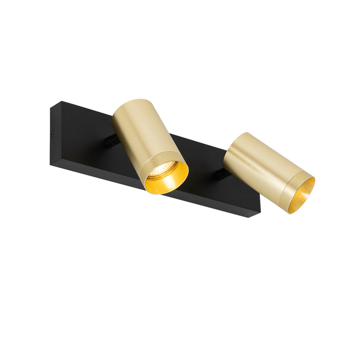 QAZQA Plafondspot zwart met goud verstelbaar 2-lichts - Jeana Luxe