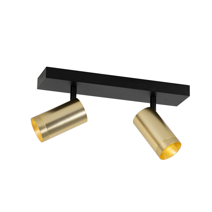 QAZQA Plafondspot zwart met goud verstelbaar 2-lichts - Jeana Luxe