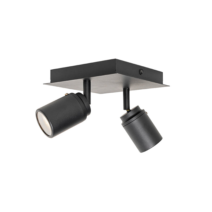 QAZQA Moderne badkamer spot zwart vierkant 2-lichts IP44 - Ducha