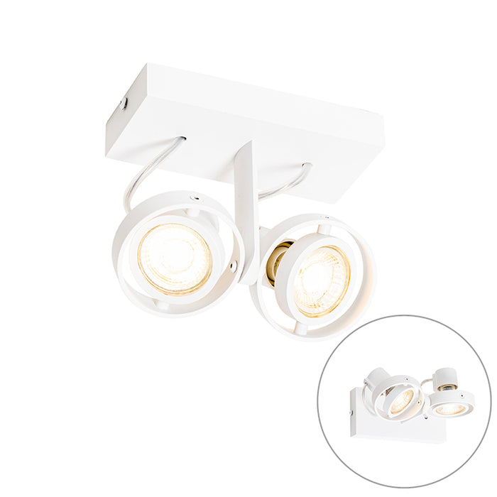 QAZQA Moderne plafondspot wit 2-lichts GU10 50mm - Master