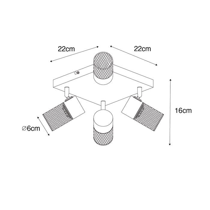 QAZQA Industriële plafondspot zwart 4-lichts verstelbaar - Jim