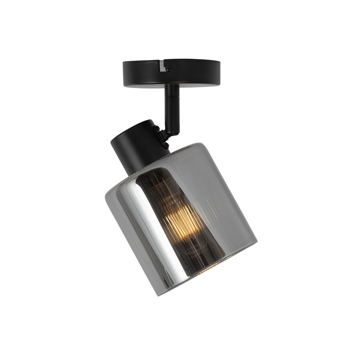 QAZQA Art Deco plafondspot zwart met smoke glas verstelbaar - Laura