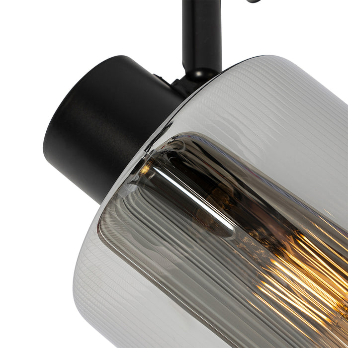 QAZQA Plafondspot zwart met smoke glas 3-lichts verstelbaar - Laura