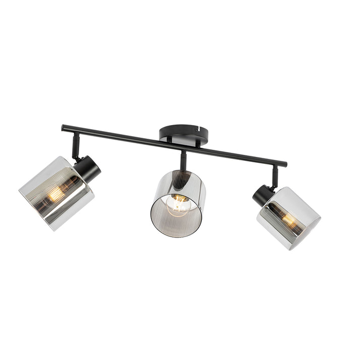 QAZQA Plafondspot zwart met smoke glas 3-lichts verstelbaar - Laura