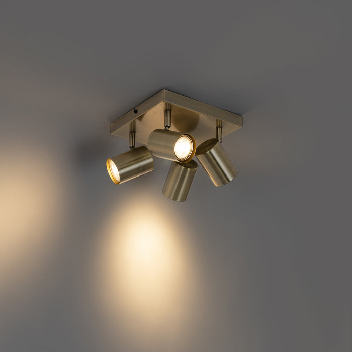 QAZQA Moderne plafondlamp brons 4-lichts verstelbaar rechthoekig -