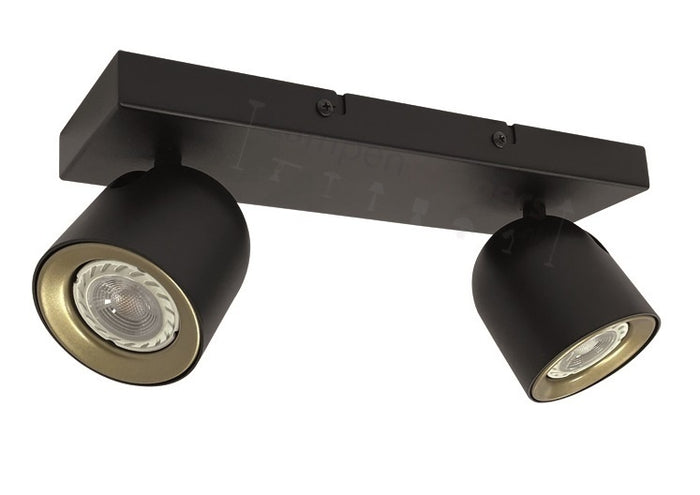 Freelight Spot Solare Zwart - Goud GU10 2 Lichts Balk