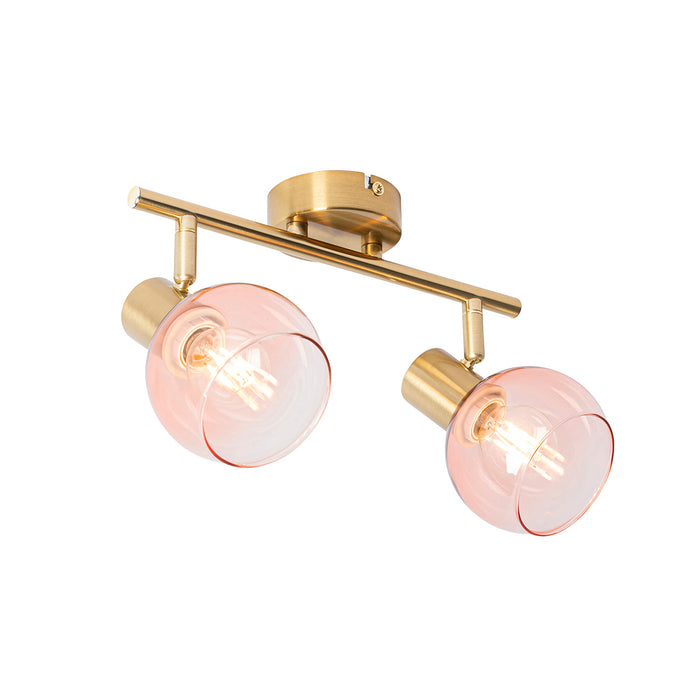 QAZQA Art Deco spot goud met roze glas 2-lichts - Vidro