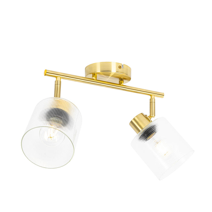 QAZQA Plafondspot goud met glas 2-lichts verstelbaar - Laura