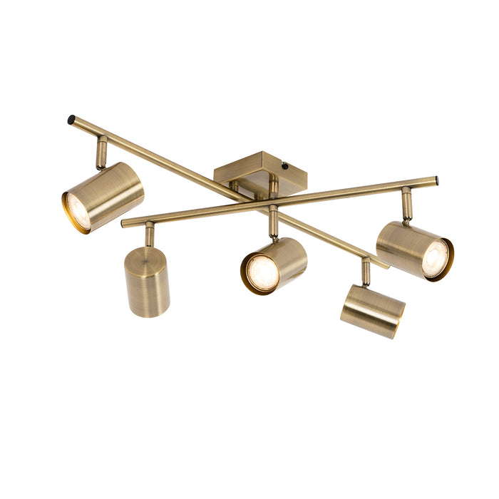 QAZQA Moderne plafondlamp brons 5-lichts verstelbaar rechthoekig -