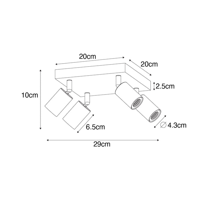 QAZQA Moderne spot wit vierkant 4-lichts - Facil