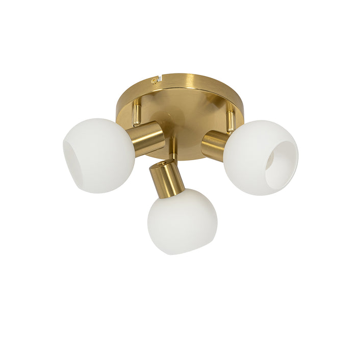QAZQA Plafondspot goud met opaal glas 3-lichts verstelbaar - Anouk