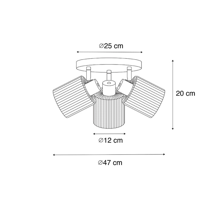 QAZQA Plafondspot goud met glas 3-lichts verstelbaar rond - Laura