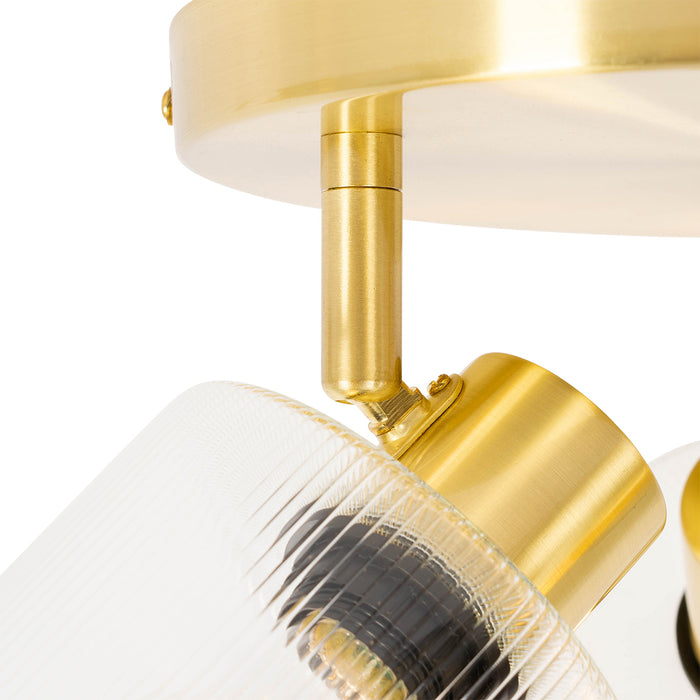 QAZQA Plafondspot goud met glas 3-lichts verstelbaar rond - Laura