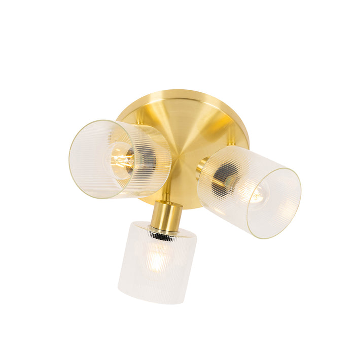 QAZQA Plafondspot goud met glas 3-lichts verstelbaar rond - Laura