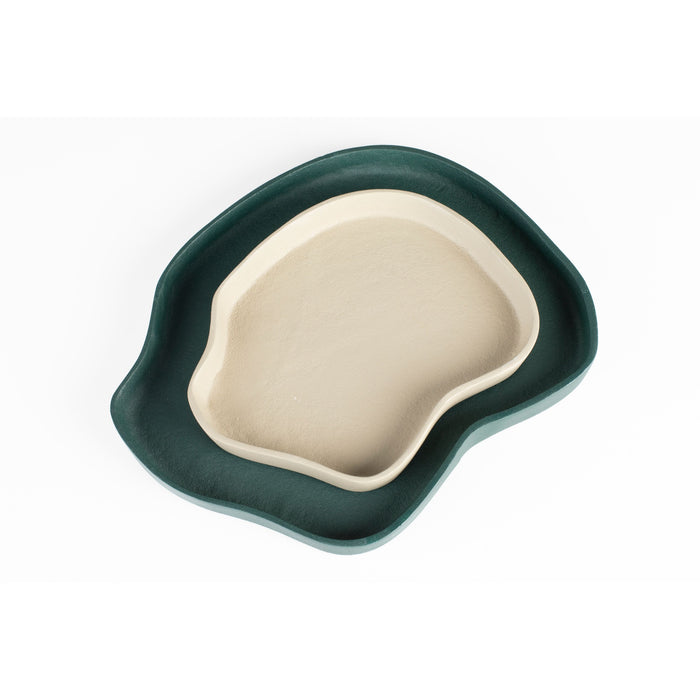 Zuiver Revolt Trays| Plateau Organisch Groen|Ivoor -  Set of 2