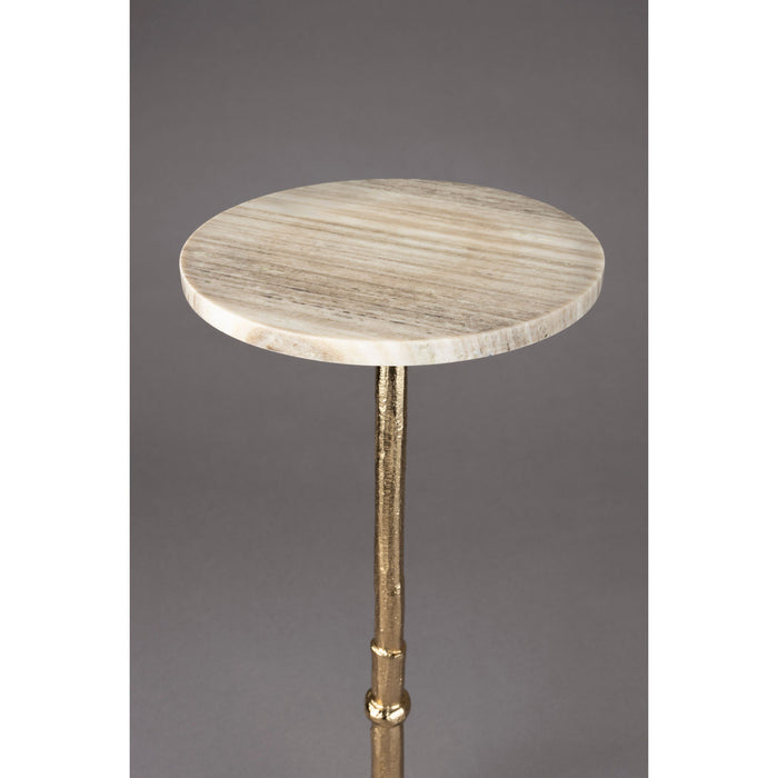 Dutchbone Everest Bijzettafel Rond 25 cm Marmer Beige| Goud