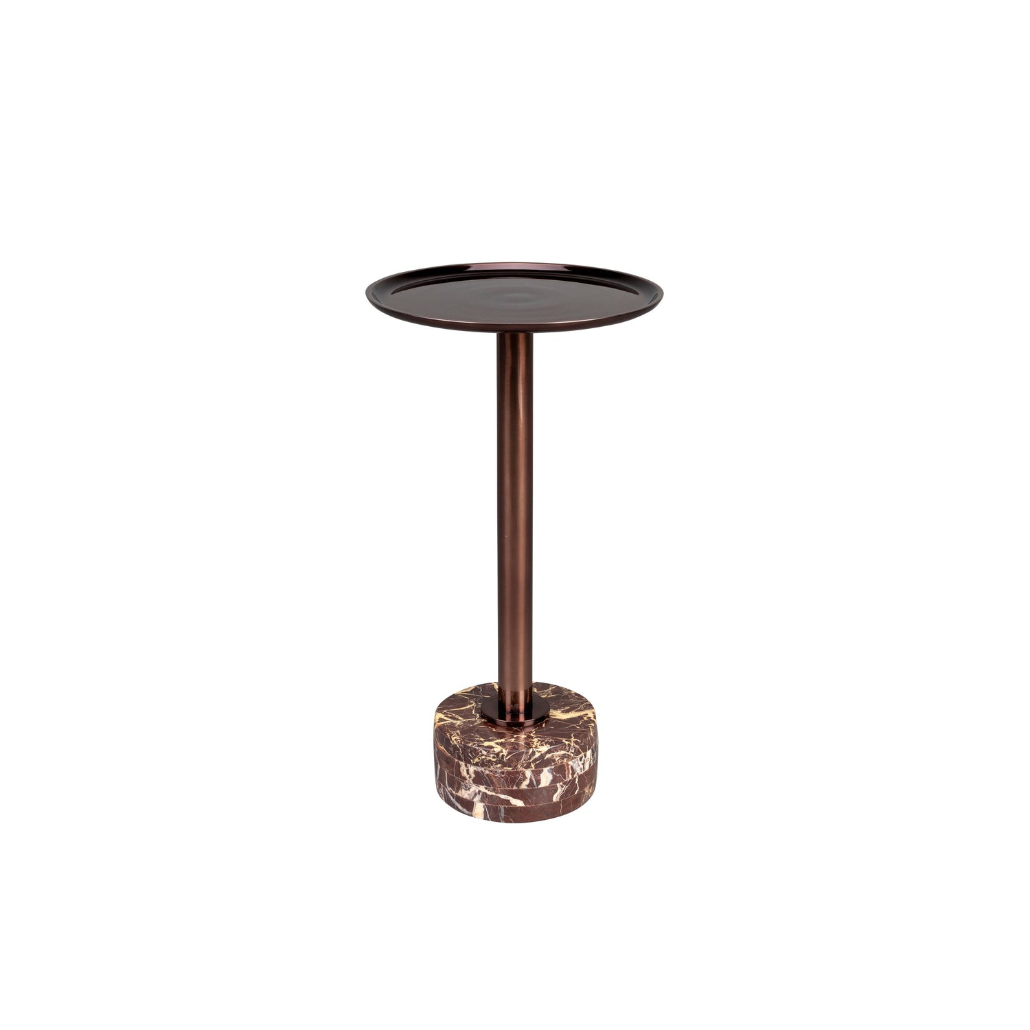 Dutchbone Pose Bijzettafel Rond 25 cm Metaal| Marmer Bruin
