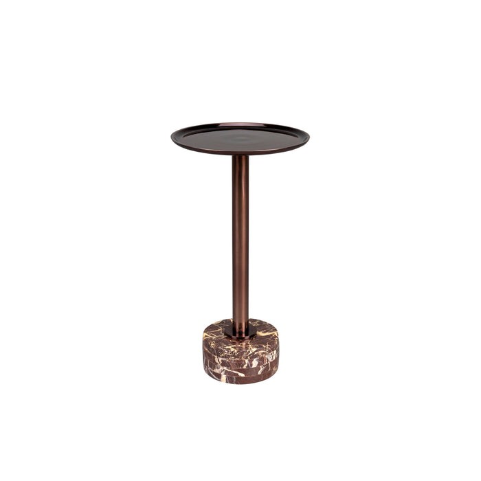 Dutchbone Pose Bijzettafel Rond 25 cm Metaal| Marmer Bruin