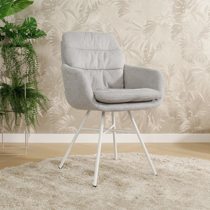 Nolon Noa-Mia Eetkamerstoel Grijs - met Armleuning - Wit