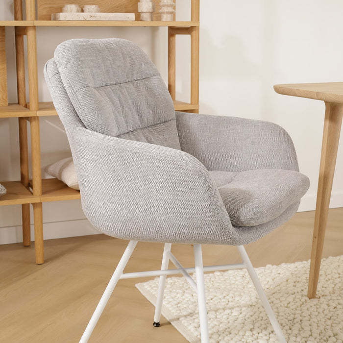 Nolon Noa-Mia Eetkamerstoel Grijs - met Armleuning - Wit