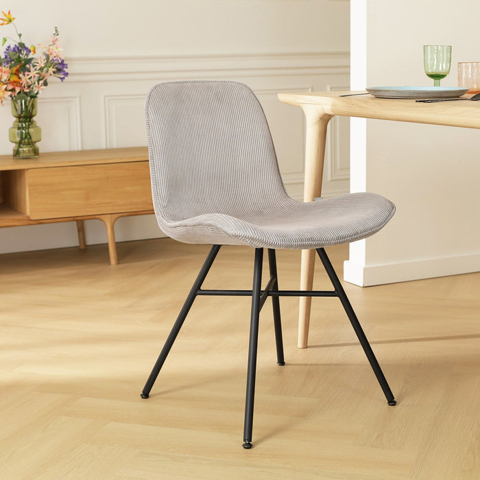 Nolon Noa-Fé Eetkamerstoel Ribstof Warm Grijs - Stof - Zwart Onderstel