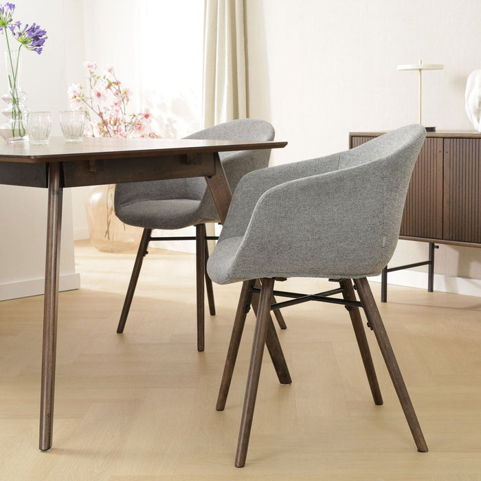 Nolon Nena-Otis Eetkamerstoel Donkergrijs - met Armleuning - Walnoot