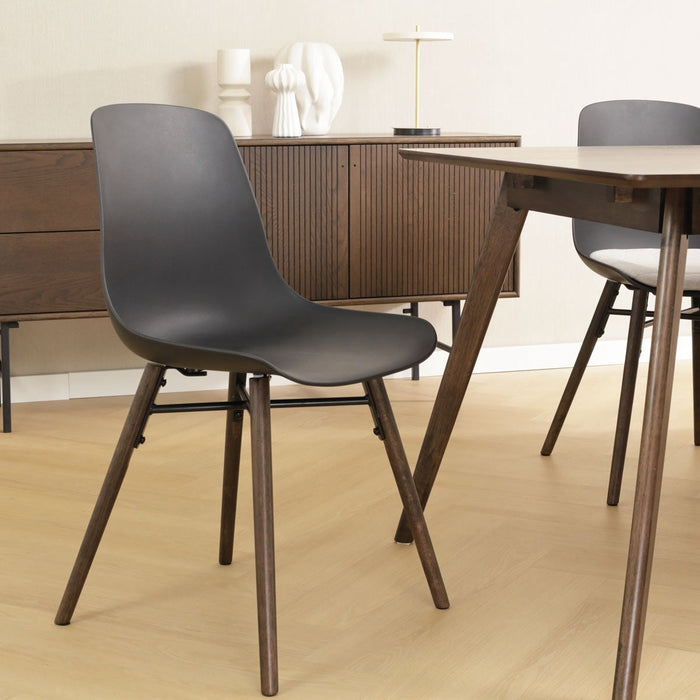 Nolon Nena-Pip Eetkamerstoel Zwart - Kunststof - Walnoot Poten