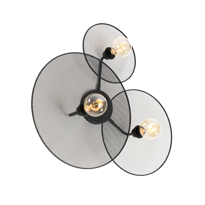 QAZQA Design plafondlamp zwart met mesh 3-lichts - Jane