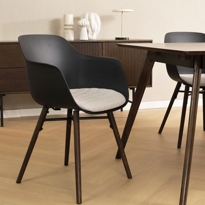 Nolon Nena-Liz Eetkamerstoel Zwart - Beige Kussen - Walnoot