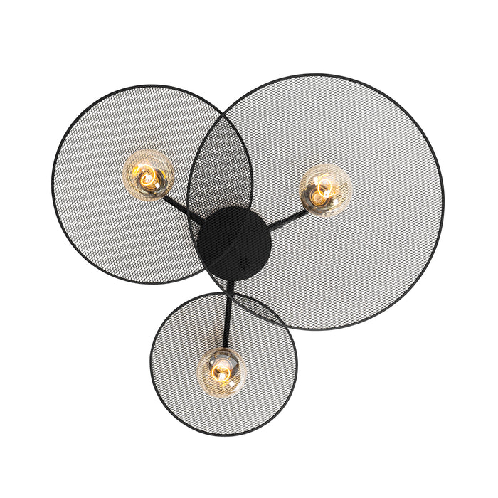QAZQA Design plafondlamp zwart met mesh 3-lichts - Jane