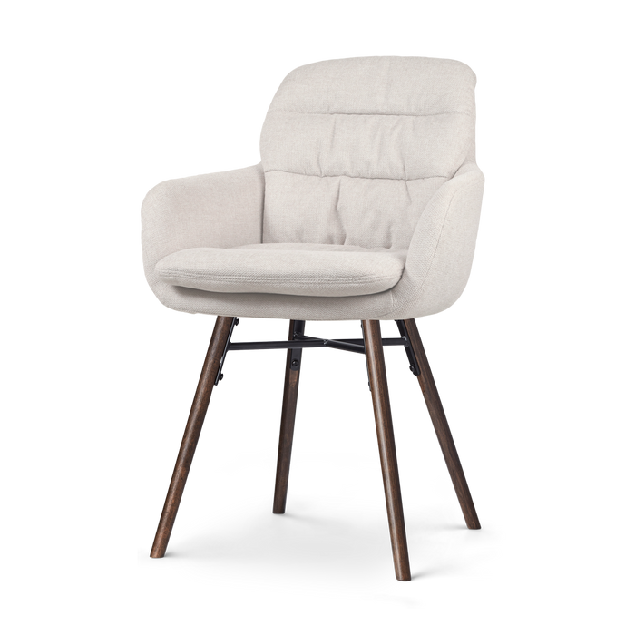 Nolon Nena-Mia Eetkamerstoel Beige - met Armleuning - Walnoot