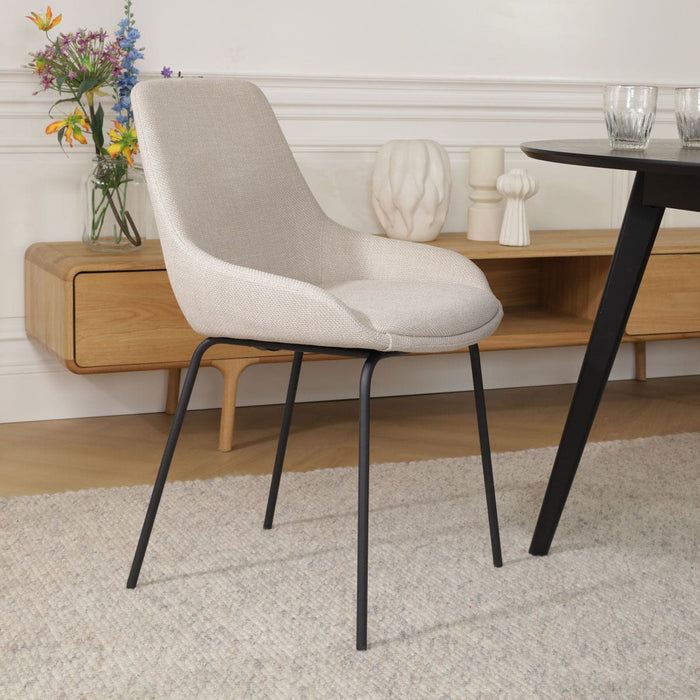 Nolon Nora-Isa Eetkamerstoel Beige - Stof - Zwart Onderstel